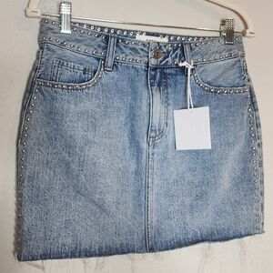 NWT Pistola Studded Denim Mini Skirt Edgy Western Contry Concert Size 27 (4)
